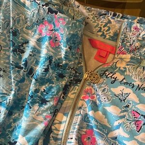 Lilly Pulitzer Blue and Pink Pull-over and matching shirt